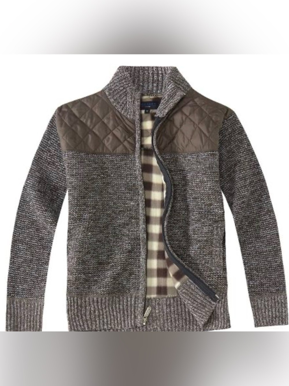 Gioberti Boy's Knitted Full Zip Cardigan Sweater W/ Soft Flannel Lining 6